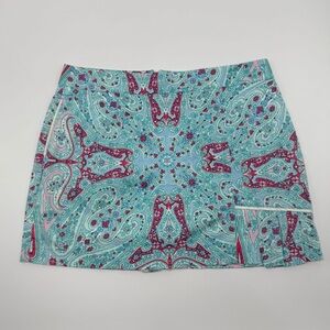 Peter Millar Women’s Golf Tennis Pickleball Paisley Turquoise Pink Skort 10